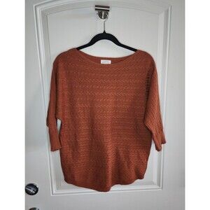 Market & Spruce Reviera Cable Knit Dolman Pullover Sweater Small Burnt Orange